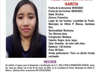 No Localizada en Quintana Roo: Nelli Keila Barragán García